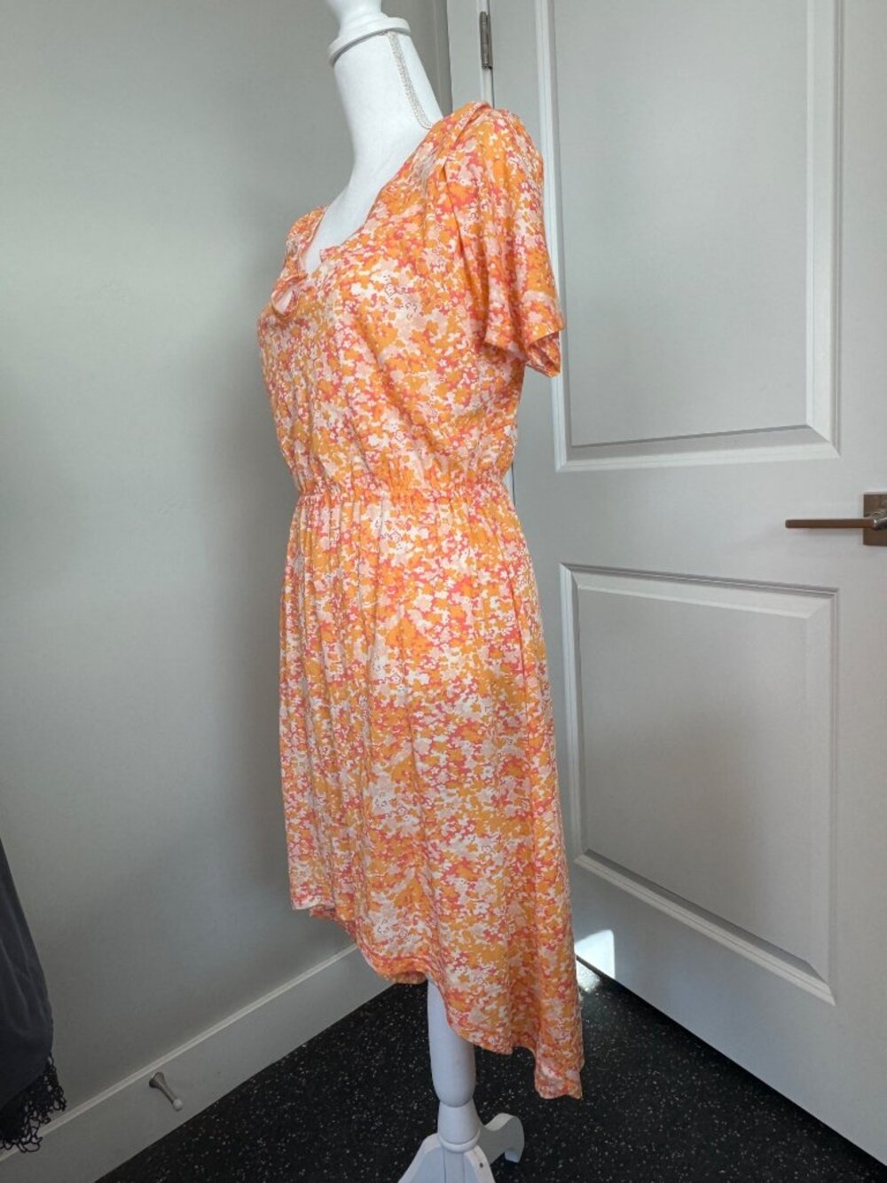 Alternative Flamingo Ditzy Floral Print Dress M Cottage Beach Travel Light - Picture 10 of 15